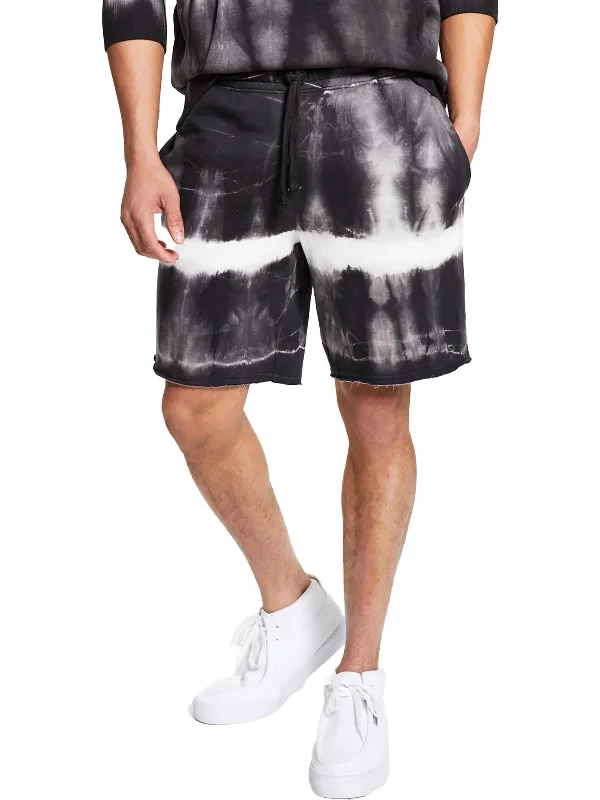 Mens Fleece Tie Dye Cutoff Shorts